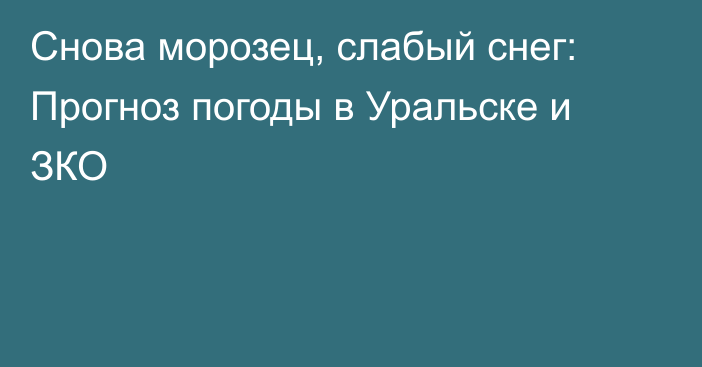Снова морозец, слабый снег: Прогноз погоды в Уральске и ЗКО