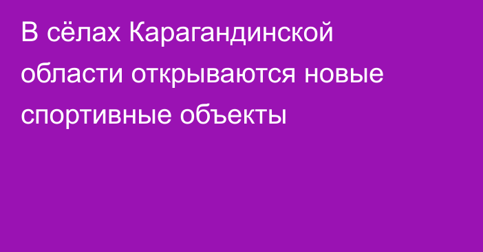 В сёлах Карагандинской области открываются новые спортивные объекты