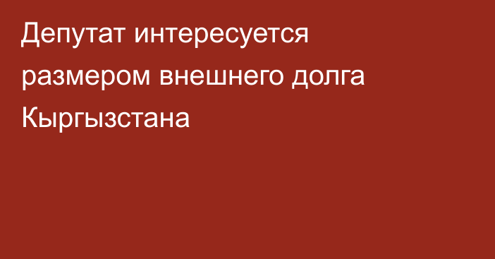 Депутат интересуется размером внешнего долга Кыргызстана