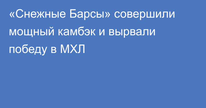 «Снежные Барсы» совершили мощный камбэк и вырвали победу в МХЛ