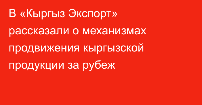 В «Кыргыз Экспорт» рассказали о механизмах продвижения кыргызской продукции за рубеж