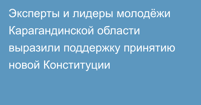 Эксперты и лидеры молодёжи Карагандинской области выразили поддержку принятию новой Конституции
