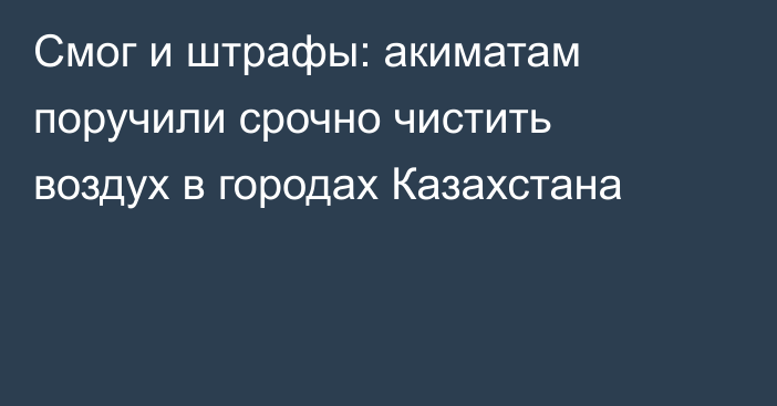 Смог и штрафы: акиматам поручили срочно чистить воздух в городах Казахстана