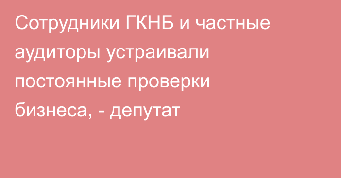 Сотрудники ГКНБ и частные аудиторы устраивали постоянные проверки бизнеса, - депутат