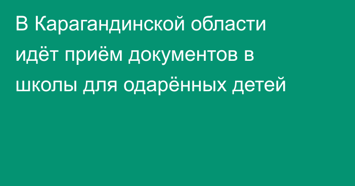 В Карагандинской области идёт приём документов в школы для одарённых детей