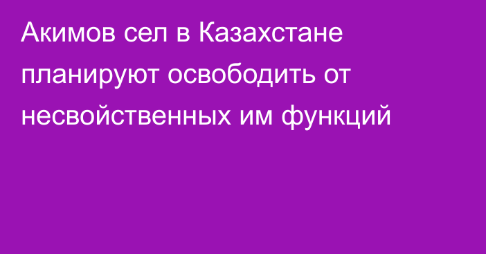Акимов сел в Казахстане планируют освободить от несвойственных им функций