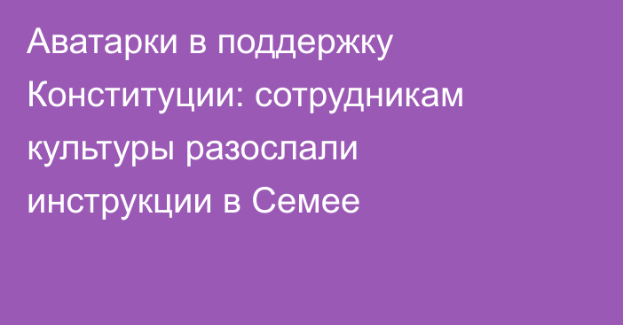 Аватарки в поддержку Конституции: сотрудникам культуры разослали инструкции в Семее