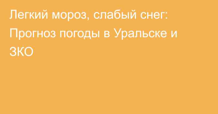 Легкий мороз, слабый снег: Прогноз погоды в Уральске и ЗКО