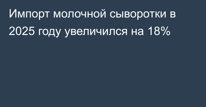Импорт молочной сыворотки в 2025 году увеличился на 18%