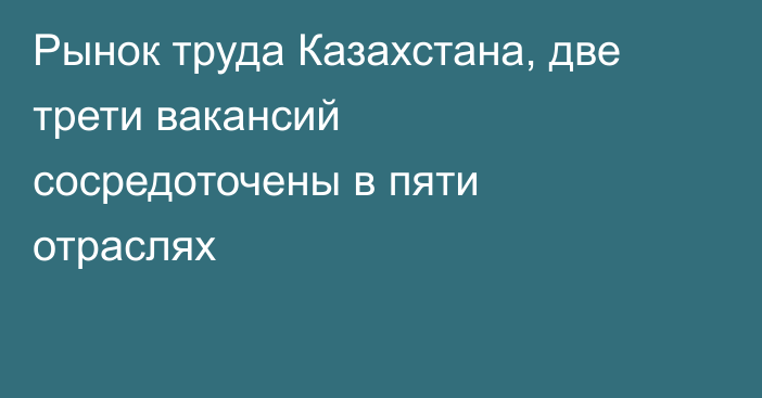Рынок труда Казахстана, две трети вакансий сосредоточены в пяти отраслях
