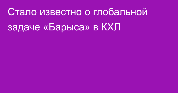 Стало известно о глобальной задаче «Барыса» в КХЛ