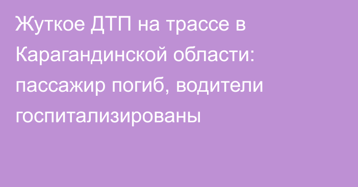 Жуткое ДТП на трассе в Карагандинской области: пассажир погиб, водители госпитализированы