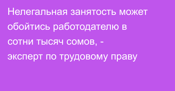 Нелегальная занятость может обойтись работодателю в сотни тысяч сомов, - эксперт по трудовому праву