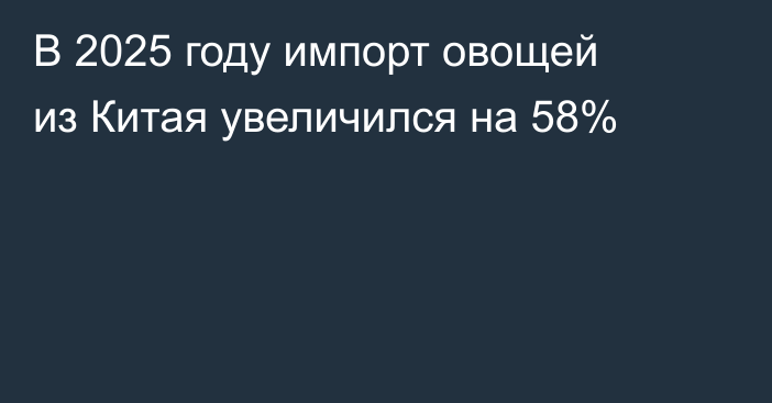 В 2025 году импорт овощей из Китая увеличился на 58%