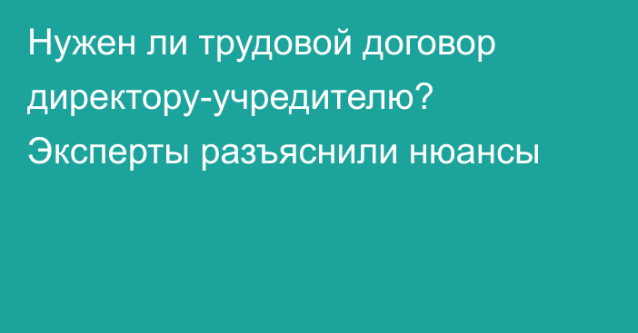 Нужен ли трудовой договор директору-учредителю? Эксперты разъяснили нюансы