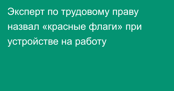 Эксперт по трудовому праву назвал «красные флаги» при устройстве на работу