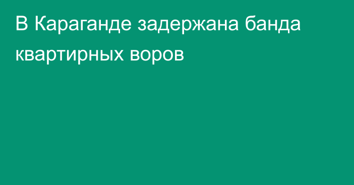 В Караганде задержана банда квартирных воров