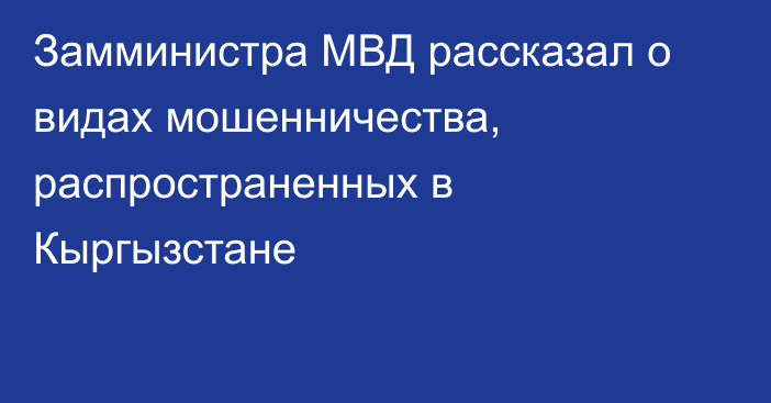 Замминистра МВД рассказал о видах мошенничества, распространенных в Кыргызстане