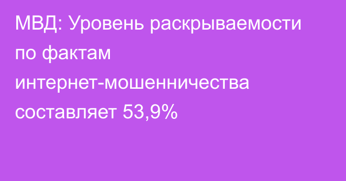 МВД: Уровень раскрываемости по фактам интернет-мошенничества составляет 53,9%