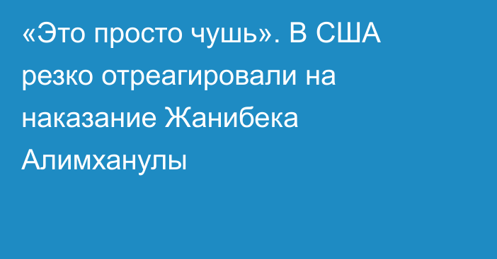 «Это просто чушь». В США резко отреагировали на наказание Жанибека Алимханулы