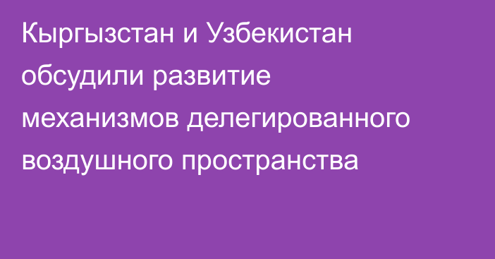 Кыргызстан и Узбекистан обсудили развитие механизмов делегированного воздушного пространства