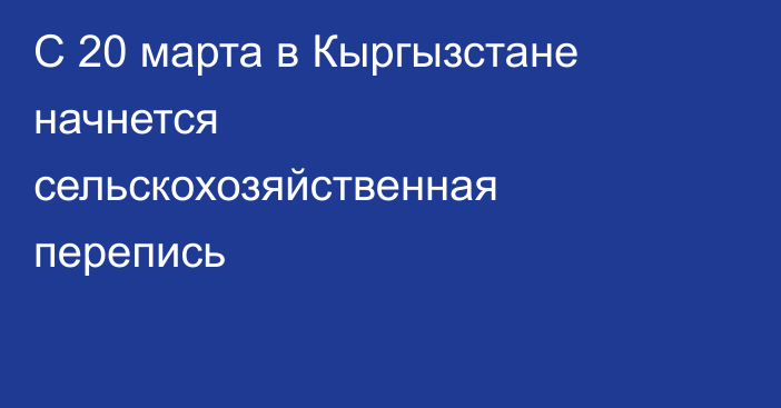С 20 марта в Кыргызстане начнется сельскохозяйственная перепись