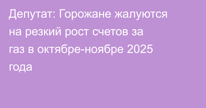Депутат: Горожане жалуются на резкий рост счетов за газ в октябре-ноябре 2025 года