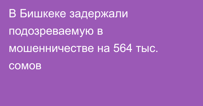 В Бишкеке задержали подозреваемую в мошенничестве на 564 тыс. сомов
