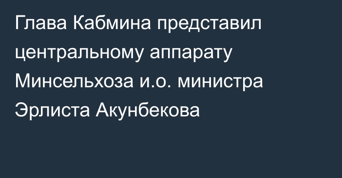 Глава Кабмина представил центральному аппарату Минсельхоза и.о. министра Эрлиста Акунбекова