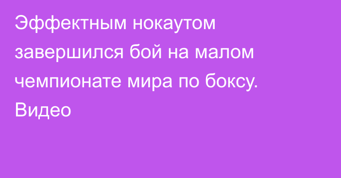 Эффектным нокаутом завершился бой на малом чемпионате мира по боксу. Видео