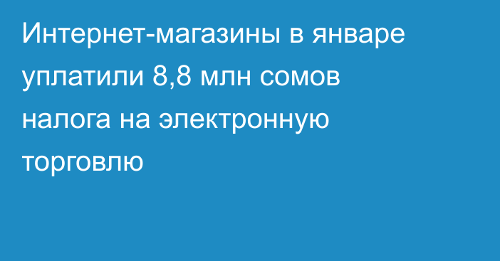 Интернет-магазины в январе уплатили 8,8 млн сомов налога на электронную торговлю