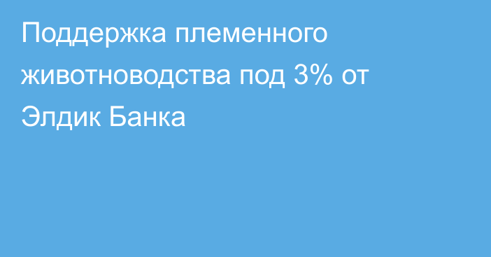 Поддержка племенного животноводства под 3% от Элдик Банка