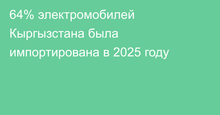 64% электромобилей Кыргызстана была импортирована в 2025 году