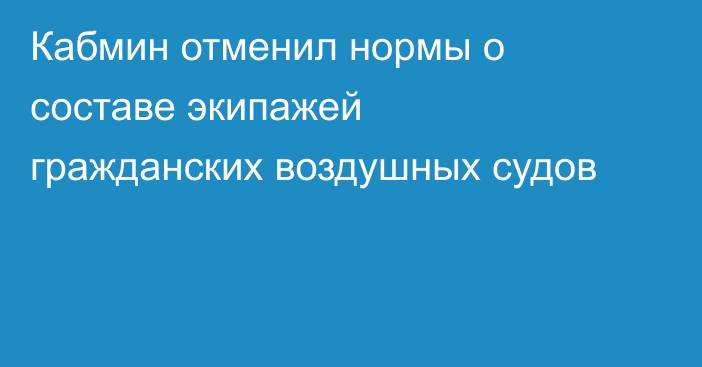 Кабмин отменил нормы о составе экипажей гражданских воздушных судов