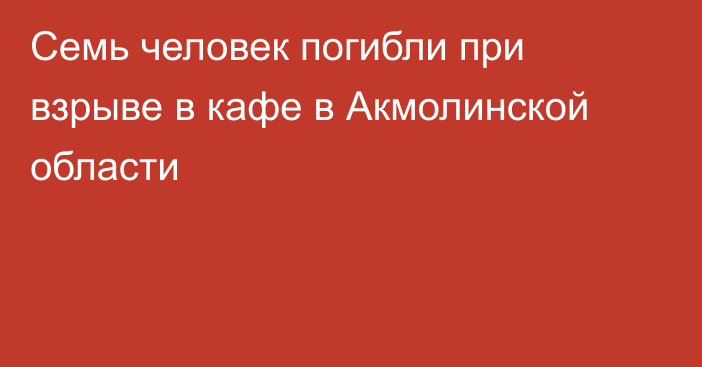 Семь человек погибли при взрыве в кафе в Акмолинской области