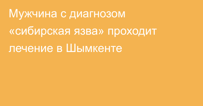 Мужчина с диагнозом «сибирская язва» проходит лечение в Шымкенте