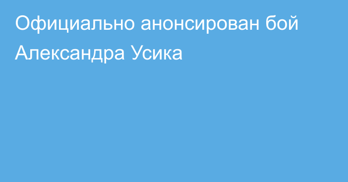 Официально анонсирован бой Александра Усика