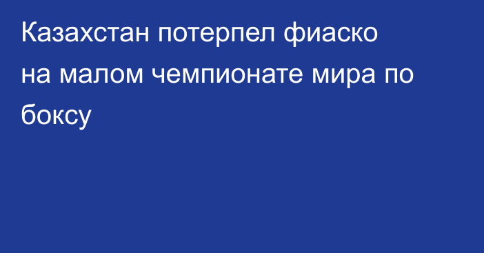 Казахстан потерпел фиаско на малом чемпионате мира по боксу