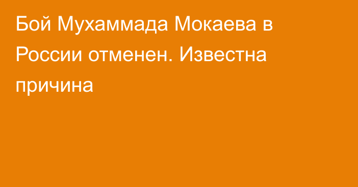 Бой Мухаммада Мокаева в России отменен. Известна причина