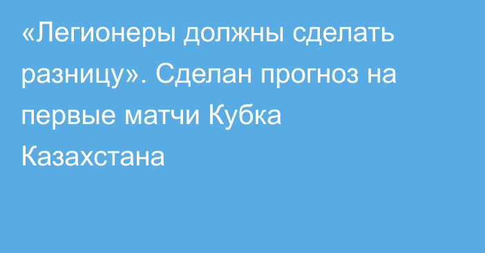 «Легионеры должны сделать разницу». Сделан прогноз на первые матчи Кубка Казахстана