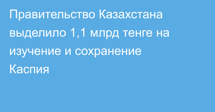 Правительство Казахстана выделило 1,1 млрд тенге на изучение и сохранение Каспия