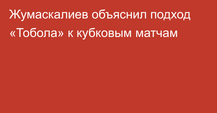 Жумаскалиев объяснил подход «Тобола» к кубковым матчам
