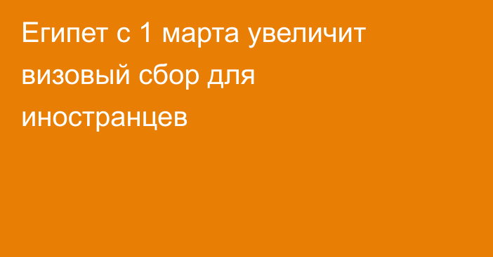Египет с 1 марта увеличит визовый сбор для иностранцев