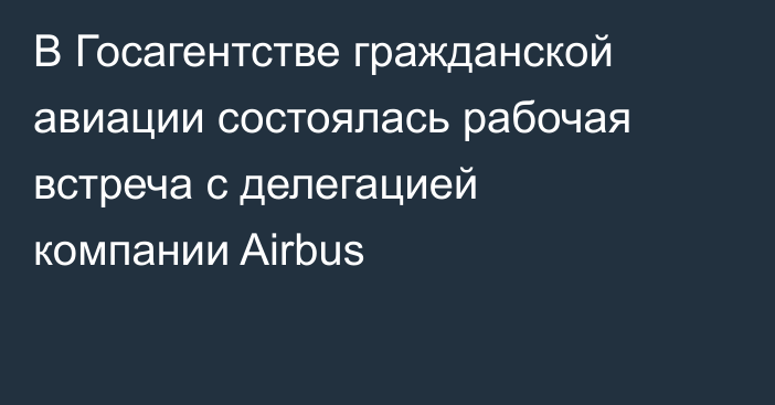 В Госагентстве гражданской авиации состоялась рабочая встреча с делегацией компании Airbus