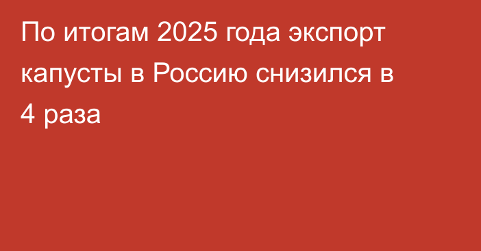 По итогам 2025 года экспорт капусты в Россию снизился в 4 раза