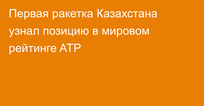 Первая ракетка Казахстана узнал позицию в мировом рейтинге ATP