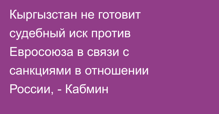 Кыргызстан не готовит судебный иск против Евросоюза в связи с санкциями в отношении России, - Кабмин
