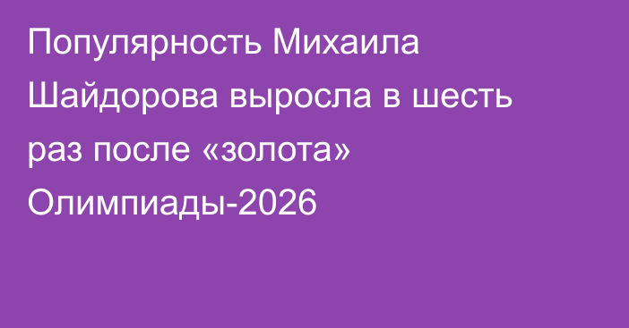 Популярность Михаила Шайдорова выросла в шесть раз после «золота» Олимпиады-2026
