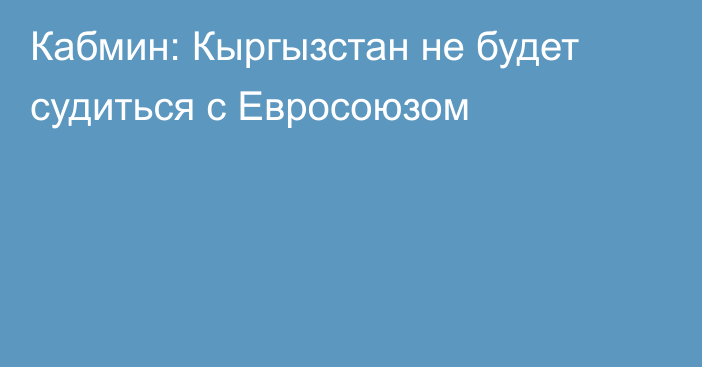 Кабмин: Кыргызстан не будет судиться с Евросоюзом