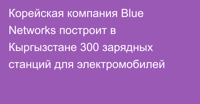 Корейская компания Blue Networks построит в Кыргызстане 300 зарядных станций для электромобилей